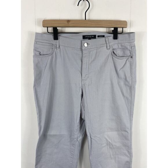 Lafayette 148 New York Mercer Pants Women 12 Blue Mid Rise Straight Leg Pockets - Picture 2 of 4